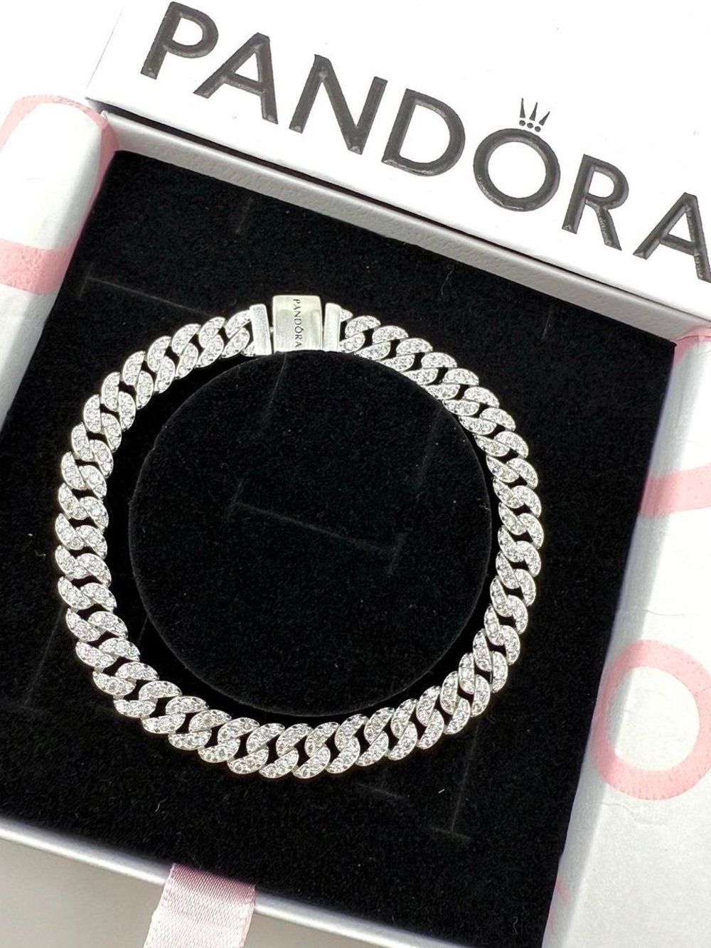 Pandora Silver Pavé Cuban Link Necklace - Silver